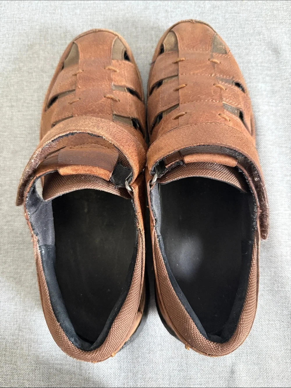 H.S. Trask Prize Brown Leather Fisherman Sandals - Classic Woven Slip-On